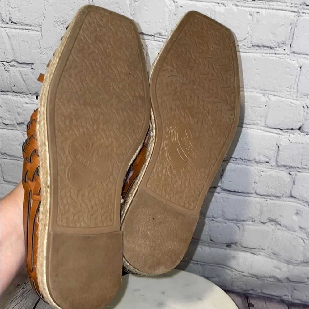 Sam & Libby Sintetico Brown Woven Espadrilles Sz 6.5